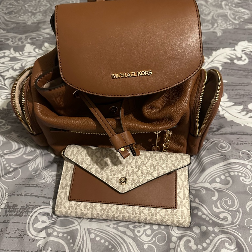 Michael Kors Tan Backpack with Wallet